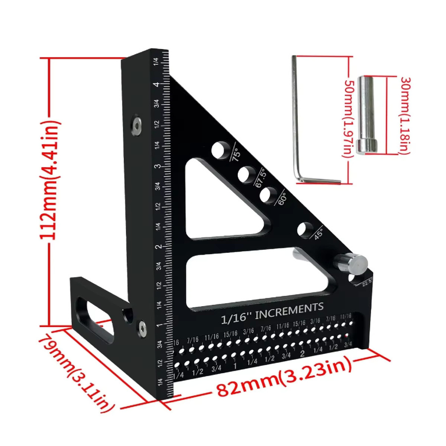 GDART 3D Multi-Winkel Aluminium-Gehrungslineal Winkelmesser für die Holzbearbeitung - Bild 6