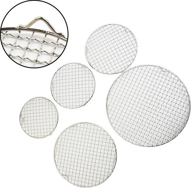 Rundes Grillnetz aus 304 Edelstahl mit Fuß in Silber für Outdoor und Camping - Bild 1
