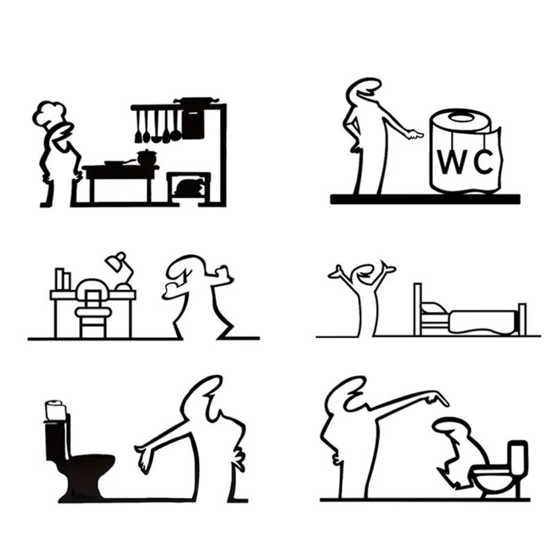 La Linea Minimalistische Strichzeichenaufkleber in Schwarz für Türen und Heimdekoration in Küche, Badezimmer oder Schlafzimmer - Bild 6