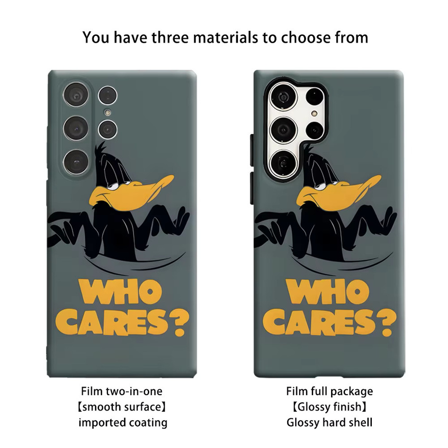 Stoßfeste Doppelschicht Handyhülle mit Daffy Duck Design für Samsung Galaxy S26 S25 S24 S23 Ultra Plus, Farbe: Grau - Bild 2