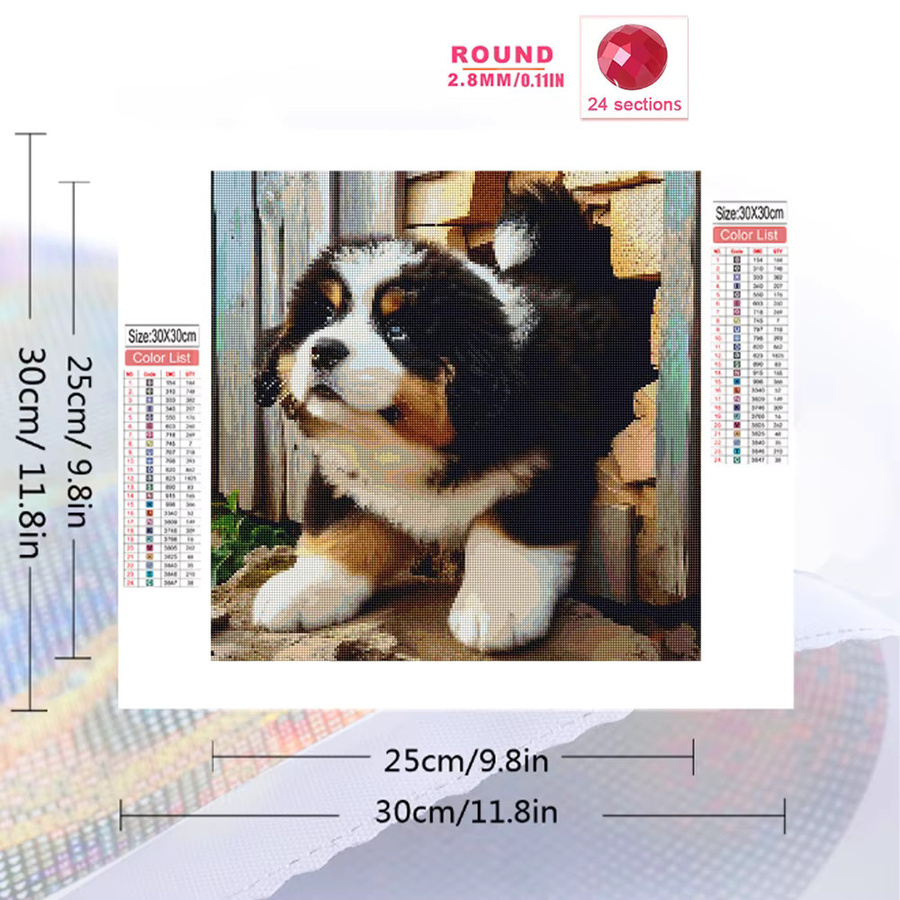 Momoart 5D DIY Diamant-Mosaik Hund Tierbild mit bunten Strasssteinen als Kreuzstich-Set, B/H: 20 x 20 cm - Bild 2