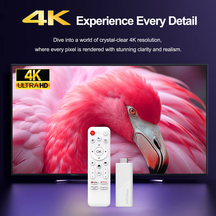 MicroData H96Max H313 TV-Stick 4K mit Android TV 14, Quad-Core ARM Cortex A53 und WiFi 6, Tragbarer Streaming-Media-Player in Weiß - Bild 5