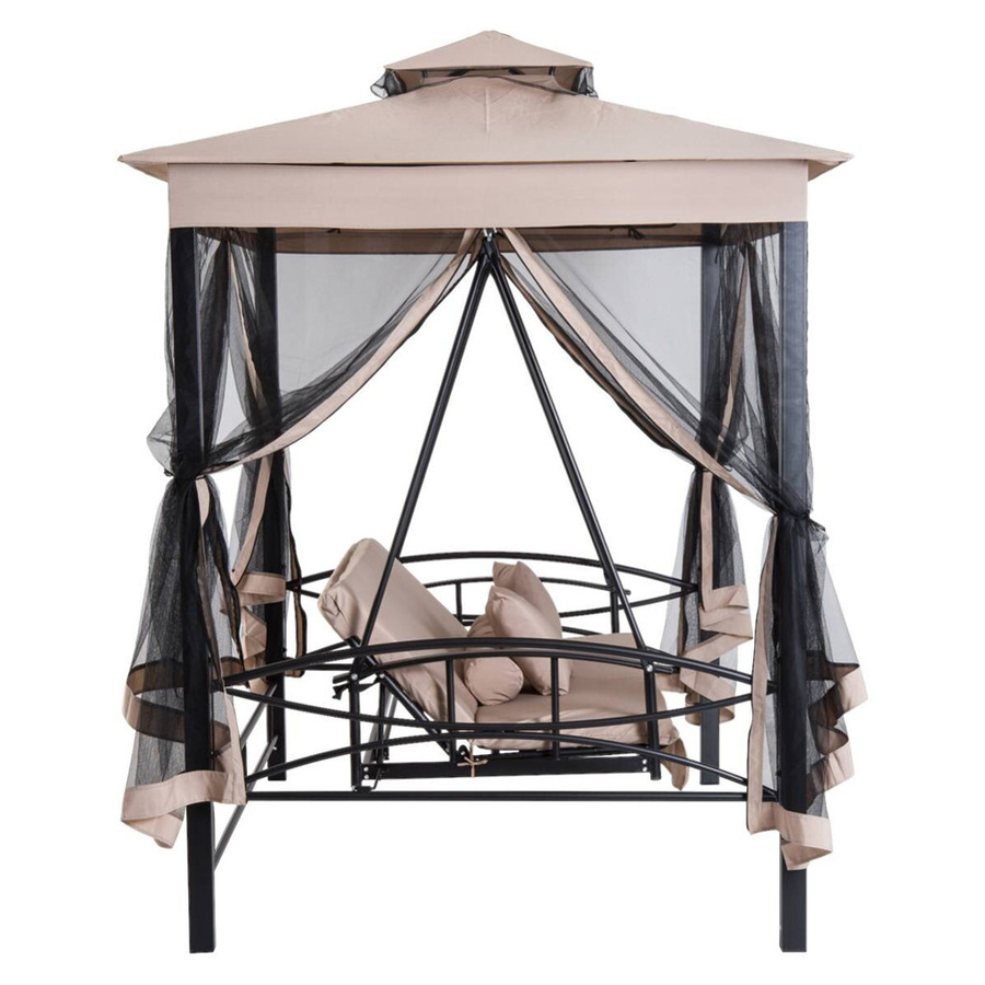 Outsunny Gartenschaukel beige aus Stahl, B/H/T: 232 x 245 x 149 cm - Bild 3