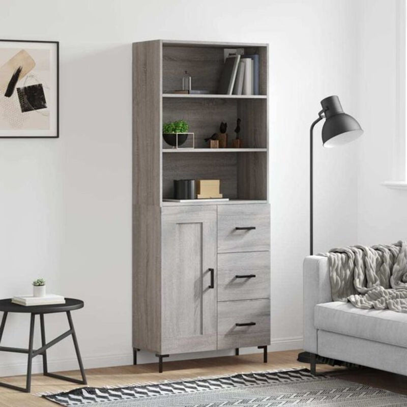 Vidaxl Highboard Modern in Grau aus Holzwerkstoff und Metall, B/T/H: 69,5 x 34 x 180 cm - Bild 1