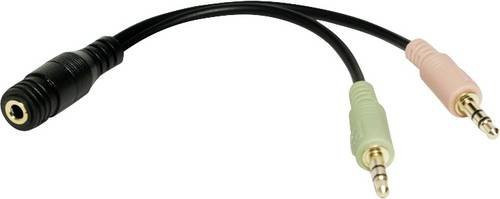 LogiLink CA0020 Klinke Audio Adapter Schwarz mit 1x 3,5 mm Klinkenbuchse und 2x 3,5 mm Klinkensteckern - Bild 1
