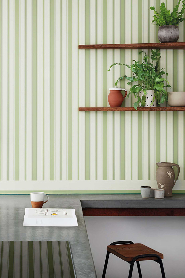 Cole & Son Tapete Jaspe Border in Weiß, Grün und Smaragdgrün - Bild 1