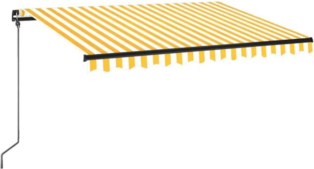 vidaXL Markise manuell einziehbar mit LED in Gelb und Weiß, B: 350 cm, T: 250 cm - Bild 1