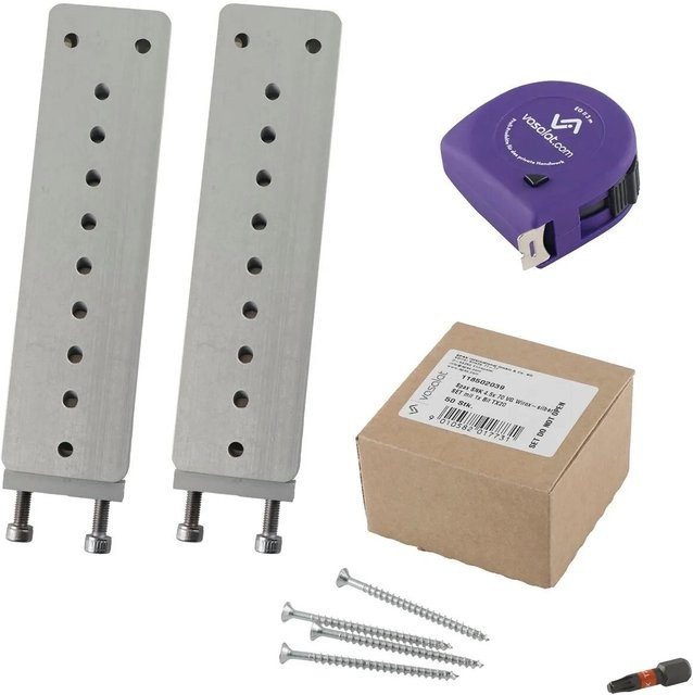 vasalat Set HVP Schwerlastverbinder aus Aluminium in Silber mit Spaxschrauben und TX20 Bit, Maße: B: 40 mm, H: 150 mm, T: 12 mm - Bild 1