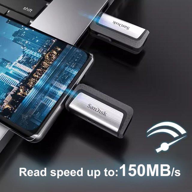 SanDisk Ultra Dual Drive USB 2-in-1 Flash Drive mit USB Typ-C und USB Typ-A, USB 3.1, bis zu 150 MB/s - Bild 1