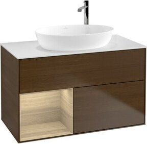 V&B Waschtischunterschrank Finion 100 mit Wandbeleuchtung in Eiche Oak, B/T/H: 100 x 50,1 x 50,1 cm - Bild 1