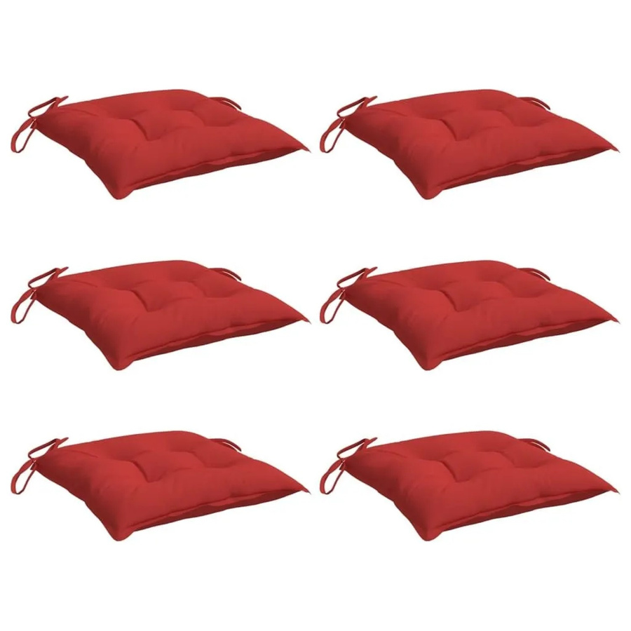 6er Set vidaXL Stuhlkissen aus Oxford-Gewebe in Rot, wasserabweisend und atmungsaktiv, B/T/H: 40 x 40 x 7 cm - Bild 2