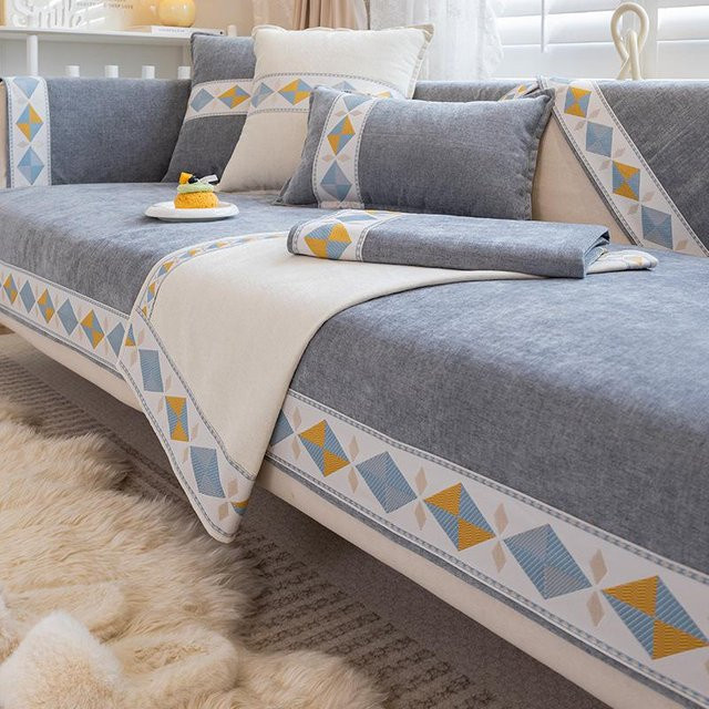 Rutschfester Chenille Sofabezug für dein Wohnzimmer in Grau, 70 x 70 cm - Bild 1