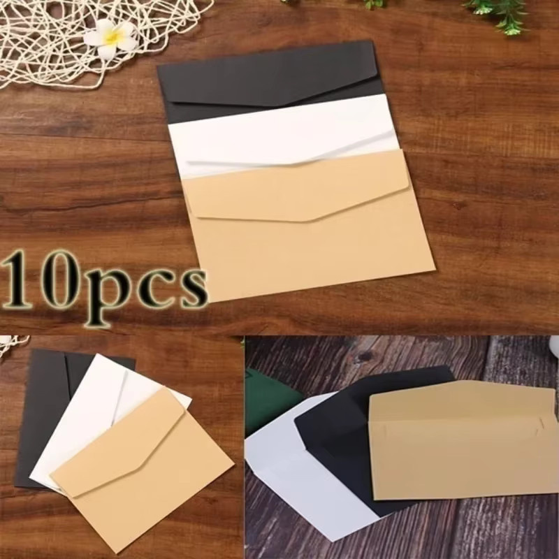 10 Stück Kraftpapier-Umschläge im Retro-Stil in Schwarz und Weiß für Karten und Postkarten - Bild 2