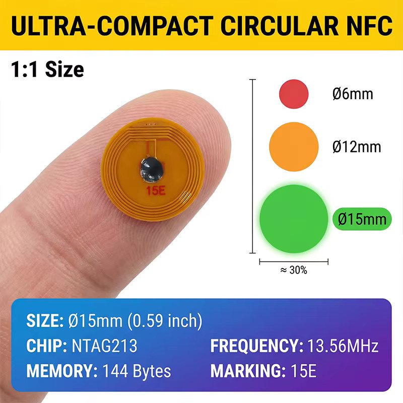 NXP NTAG213 FPC RFID-Tag, Mini NFC Tag, flexibel, Hochfrequenz, Durchmesser: 15 mm - Bild 2