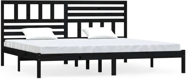 vidaXL Massivholzbett aus Kiefer in Schwarz im rustikalen Design B/T/H: 200 x 200 x 206 cm - Bild 1