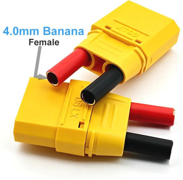 XT90 auf 4mm Bananenstecker-Adapter Gelb als Lipo-Akku-Ladekabel für FPV RC Stromversorgung - Bild 1