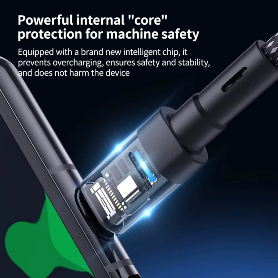 100 W Schnelllade-Datenleitung Typ C aus geflochtenem Nylon in Schwarz für Samsung Xiaomi Huawei - Bild 4