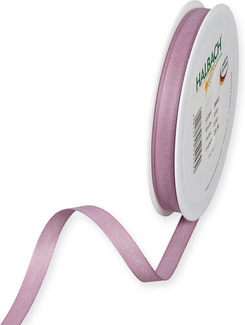 Halbach Dekoband in Baumwolloptik aus Polyester, Breite: 10 mm, Länge: 7 m, Weiß-rosa - Bild 1