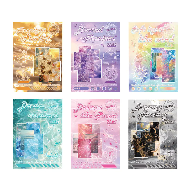 Amengguo Memo Pads Set mit Sternen und Mond Motiven für Junk Journal und Scrapbooking, 100 Stück, Mehrfarbig - Bild 2