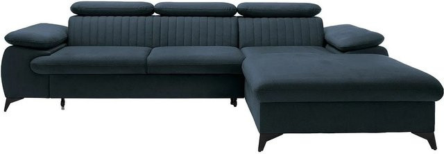Vente-unique Schlafsofa Samara in Hellblau mit L-Form und Samtbezug, Breite: 280 cm - Bild 1