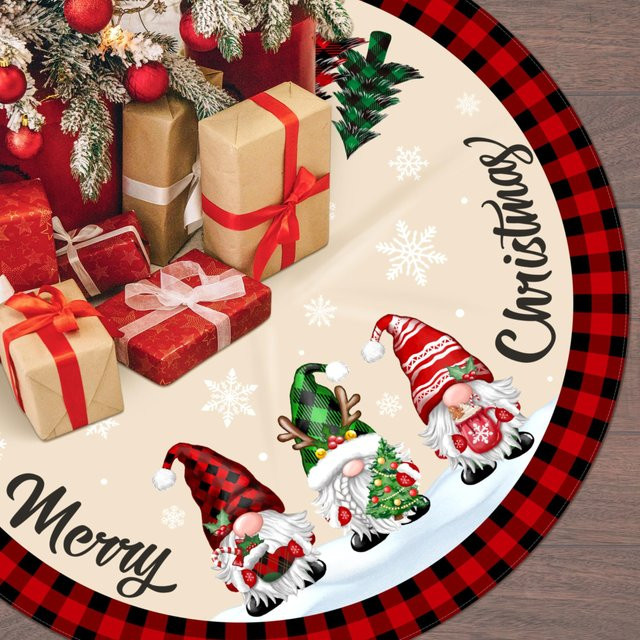 VIKAMA Weihnachtsbaumrock in rot und schwarz kariert aus Textil für deine Weihnachtsdekoration - Bild 1