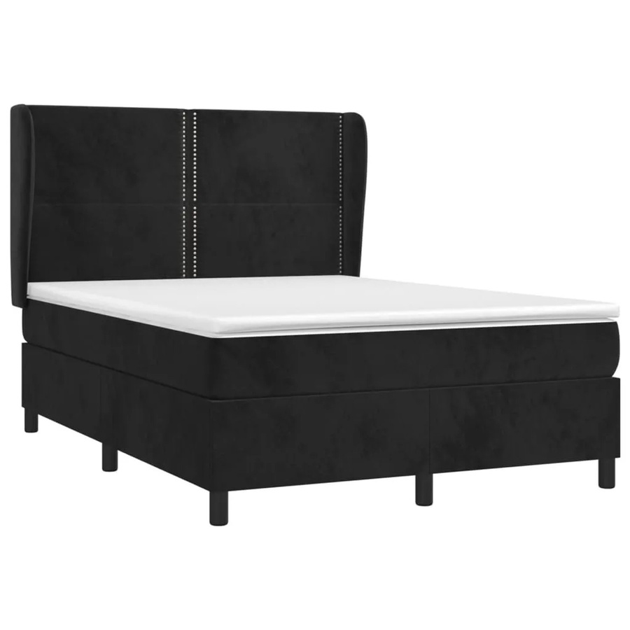 vidaXL Boxspringbett mit Matratze in Schwarz, Hybrid-Design mit Samtbezug, B/T: 140 x 200 cm - Bild 2