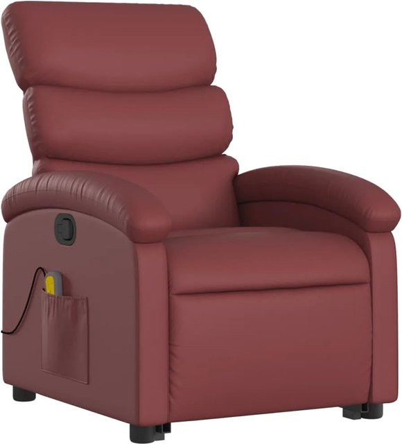 vidaXL Massagesessel mit Aufstehhilfe in Weiß-Rot aus Kunstleder - Bild 1