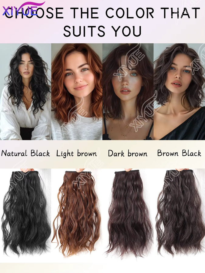 XIYUE Clip-in-Haarverlängerung, synthetisch, kurz lockig, Damen - Bild 5