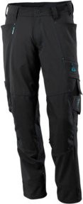 Mascot Arbeitshose mit Knietaschen und Reflexstreifen in Schwarz, Stretchstoff mit Cordura-Material, Größe 90C47 - Bild 1