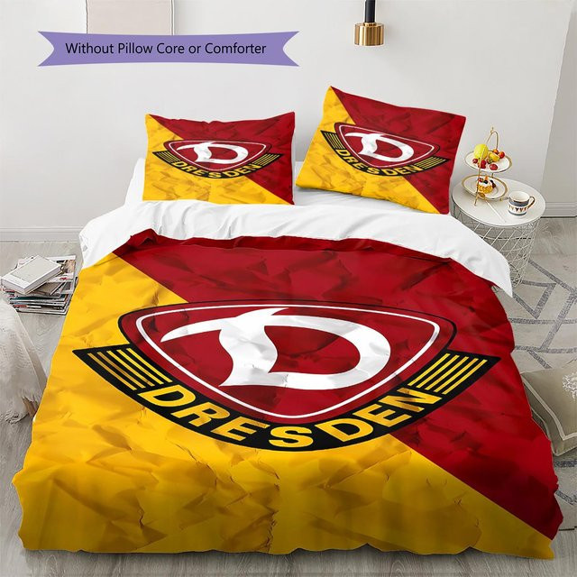 SG Dynamo Dresden Muster Bettwäsche Set in Rot mit 1 Bettbezug und 2 Kissenbezügen, B/H: 200 x 220 cm - Bild 1