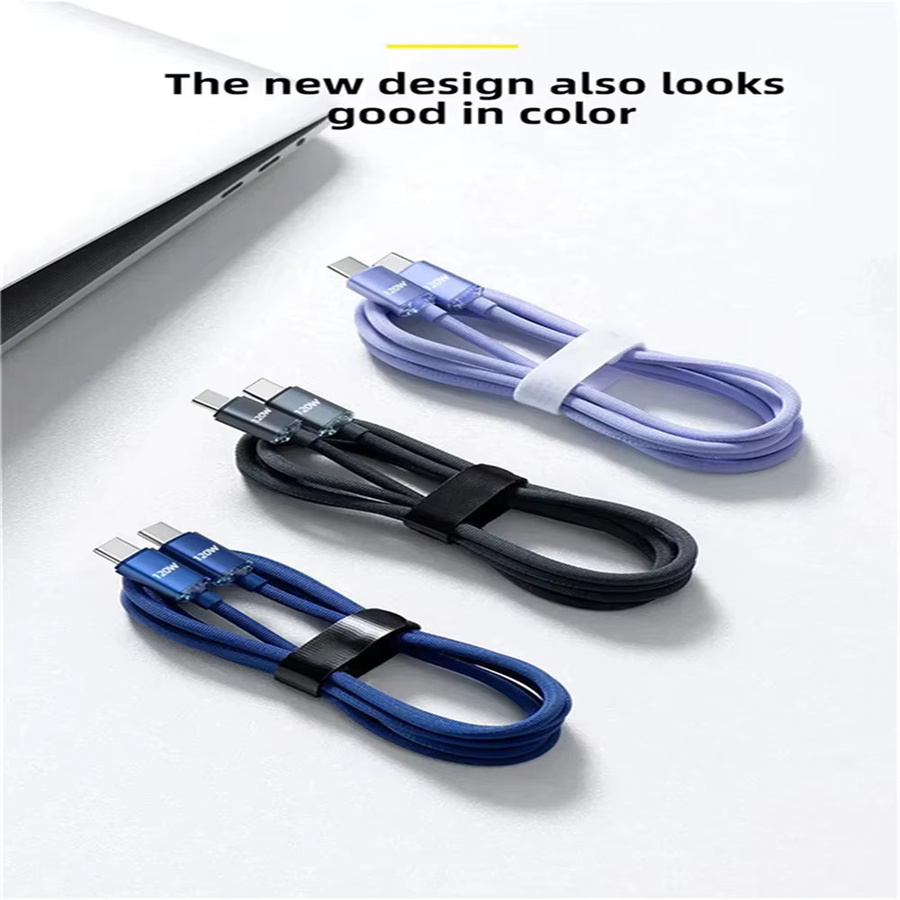 Premium USB-C Typ-C Ladekabel 120W 6A PD für schnelles Laden und Datenübertragung in Blau - Bild 5