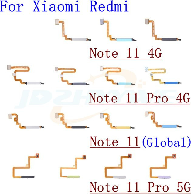Xiaomi Fingerprint Sensor Flex Kabel mit Touch ID Scanner und Power On Button für Redmi Note 11 Pro 4G/5G in Schwarz - Bild 1
