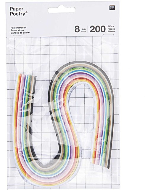 Rico Design Paper Poetry Quilling Papierstreifen mehrfarbig, 200 Stück, Breite: 0,8 cm - Bild 1