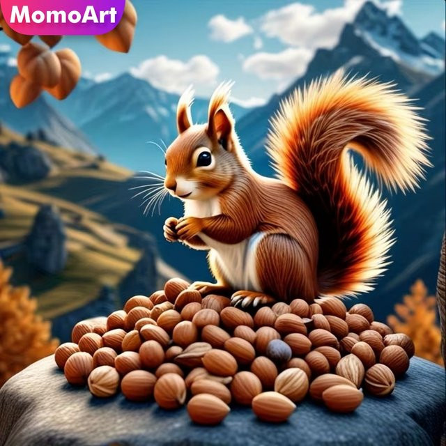 Momoart Diamond Painting Eichhörnchen Bastelset für Anfänger, DIY Diamant-Mosaik-Bild in Multicolour, B/H: 20 x 20 cm - Bild 1