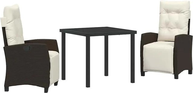vidaXL Garten Essgruppe 3-teilig aus Poly-Rattan und Glas in Braun - Bild 1