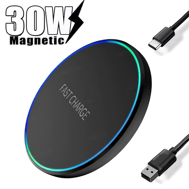 XIKCU Mini Kabelloses Ladegerät mit LED-Licht für iPhone, Samsung, Xiaomi und AirPods Pro, Desktop-Ladestation in Schwarz oder Weiß - Bild 2