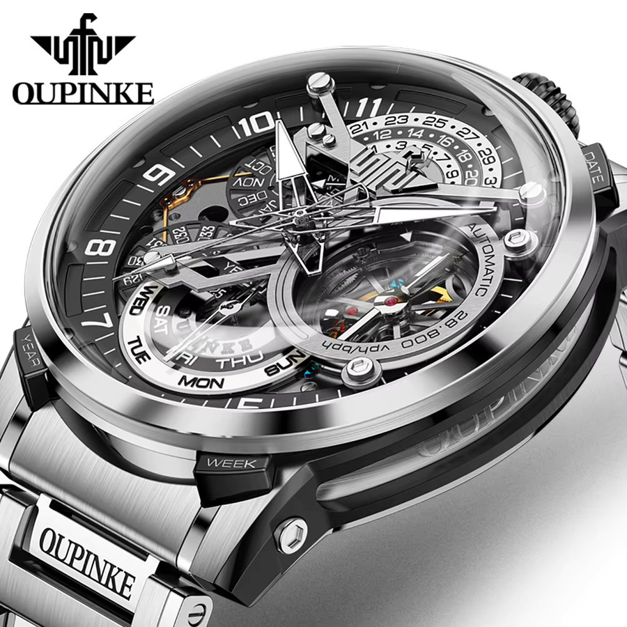 OUPINKE Armbanduhr Automatik, Edelstahl, Silber, Herren - Bild 2