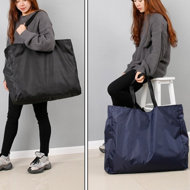 Robuste Clyine Einkaufstasche mit Reißverschluss in Blau oder Schwarz, waschbare und wiederverwendbare Stofftasche mit großer Kapazität - Bild 1