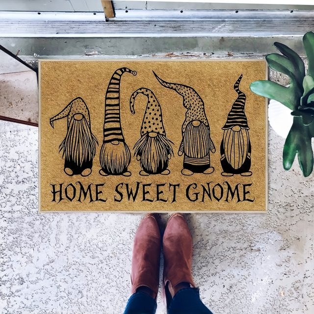 VIKAMA Weihnachtsteppich mit Weihnachtselfen als wetterfeste Fußmatte und Willkommensmatte für Outdoor und Innenbereich, Mehrfarbig, B/T: 60 x 40 cm - Bild 1