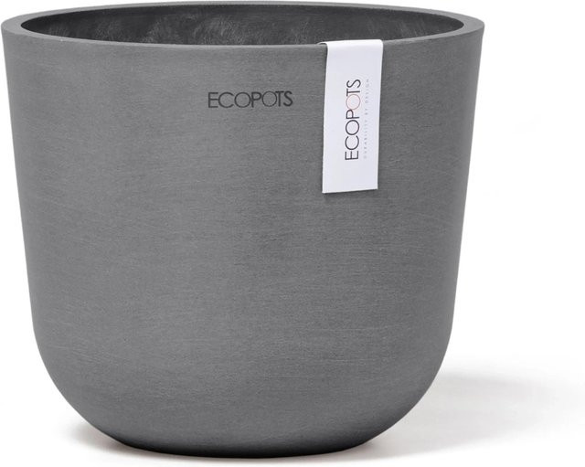Ecopots Pflanztopf Oslo Mini Grau aus recyceltem Kunststoff in runder Form, Breite: 16 cm, Tiefe: 14 cm, Höhe: 14 cm - Bild 1