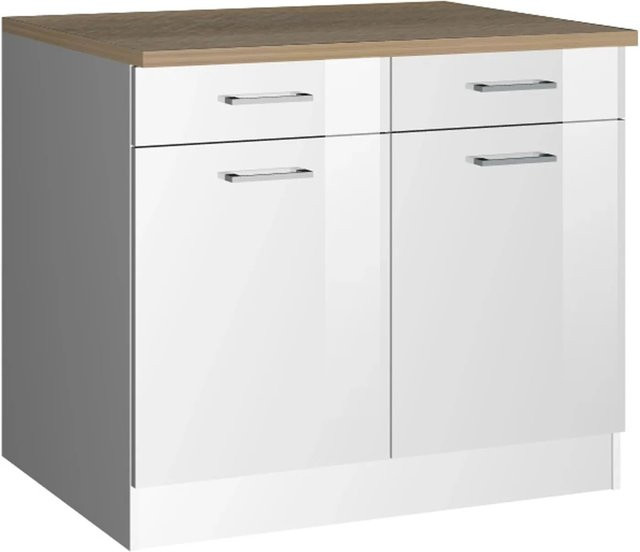 Küchenunterschrank Held Möbel Mailand in Hochglanz Weiß, B/T/H: 100 x 60 x 85 cm - Bild 1