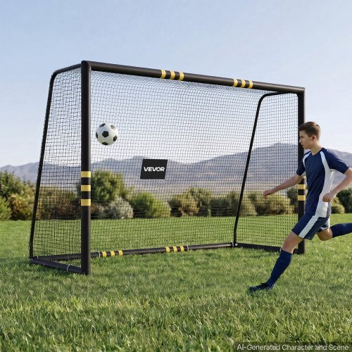 VEVOR Fußballtor Schwarz, Tragbares Soccertor aus Eisenrohren mit PE-Netz und Bodenankern, B x H: 3 x 2 m - Bild 1