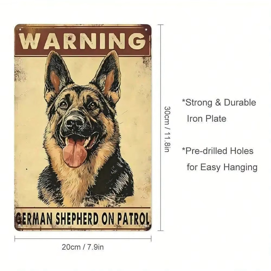 Metallschild CIFBUY Beware of German Shepherd Vintage-Retro Wanddekoration, B: 20,3 cm, H: 30,5 cm, Mehrfarbig - Bild 3