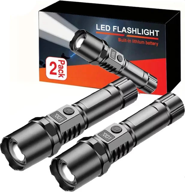 Heinast LED-Taschenlampe aus Metall, wiederaufladbar, Schwarz - Bild 1