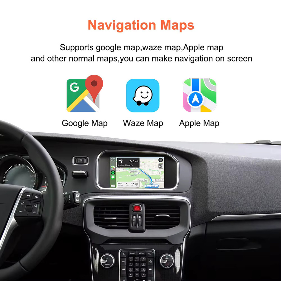Bonroad Wireless CarPlay und Android Auto Interface Decoder Box für Volvo XC60 V60 V40 S60 2015-2019 mit Earth Button, Airplay und Autolink Modul, Schwarz - Bild 4