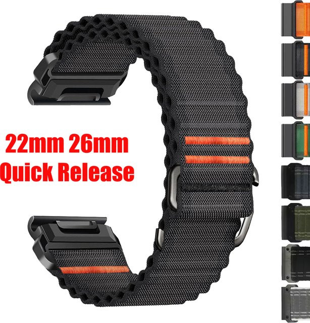 Garmin Uhrenarmband Nylon, Schwarz, 26 mm, 22 mm - Bild 1