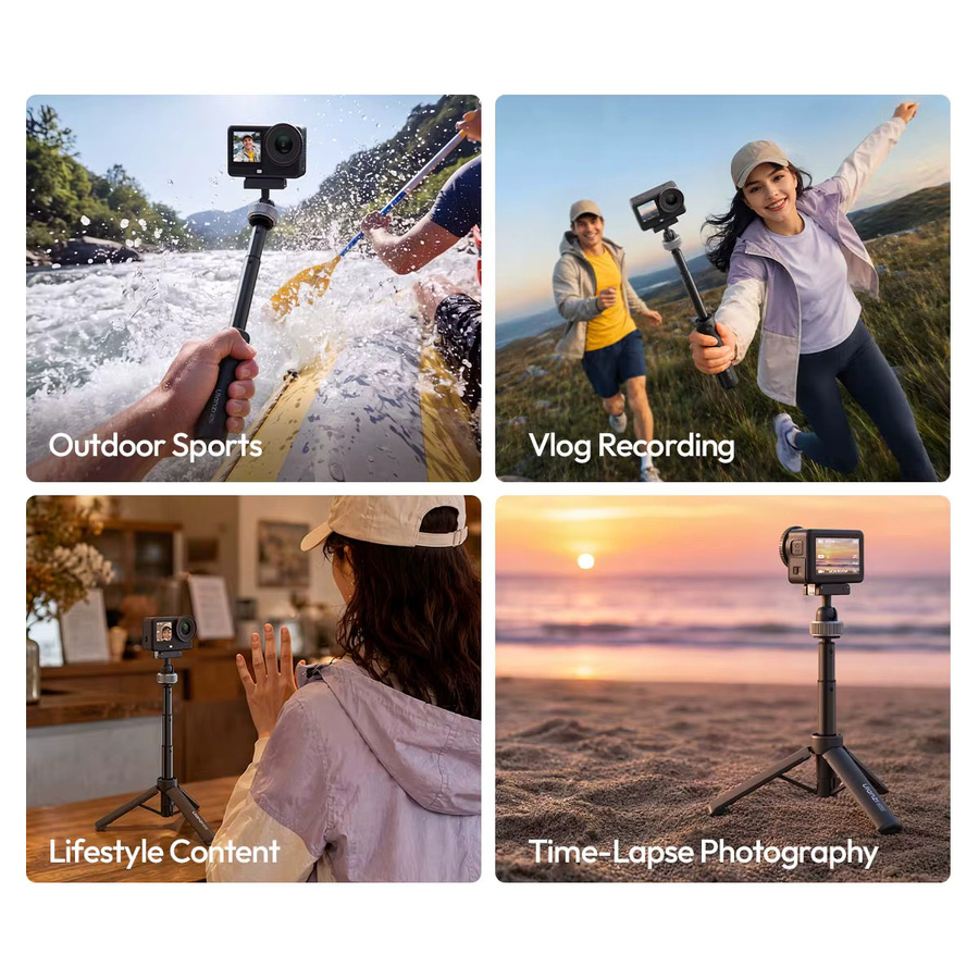 Ulanzi MT95 Tragbares Stativ in Schwarz für DJI Osmo Action 3/4/5 PRO, Insta360 X5 und GoPro als ausziehbares Action-Kamera-Zubehör - Bild 3