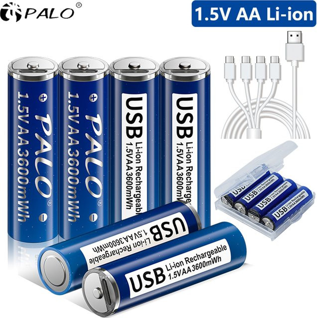 PALO USB-C Wiederaufladbare AA Li-Ionen Batterien 1,5V 3600mWh Blau - Bild 1