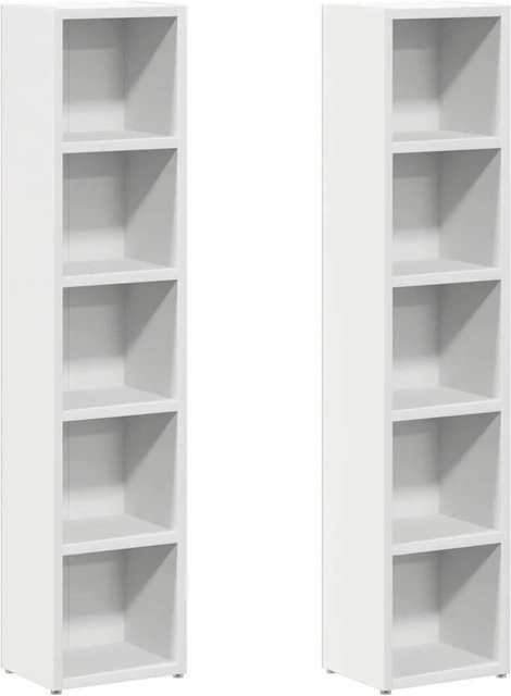 vidaXL CD-Regale 2er-Set aus Holzwerkstoff in Weiß, B/T/H: 21 x 16 x 93,5 cm - Bild 1