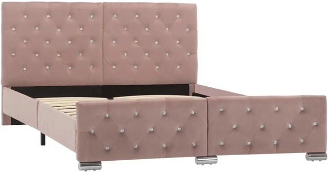 vidaXL Bettgestell aus Samt in Rosa, B/T/H: 140 x 200 x 87 cm - Bild 1